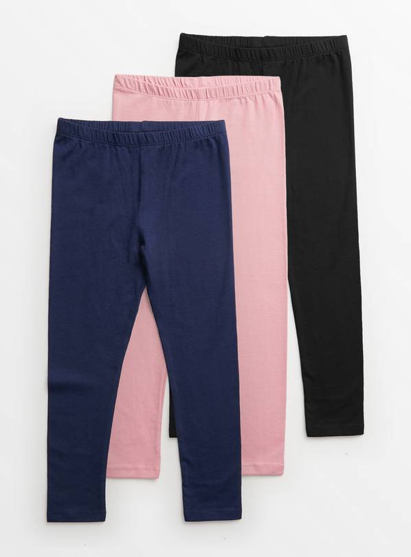 Black, Navy & Pink Leggings 3 Pack 9 years